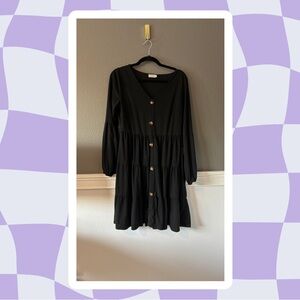 Black Faux Button-Down Dress